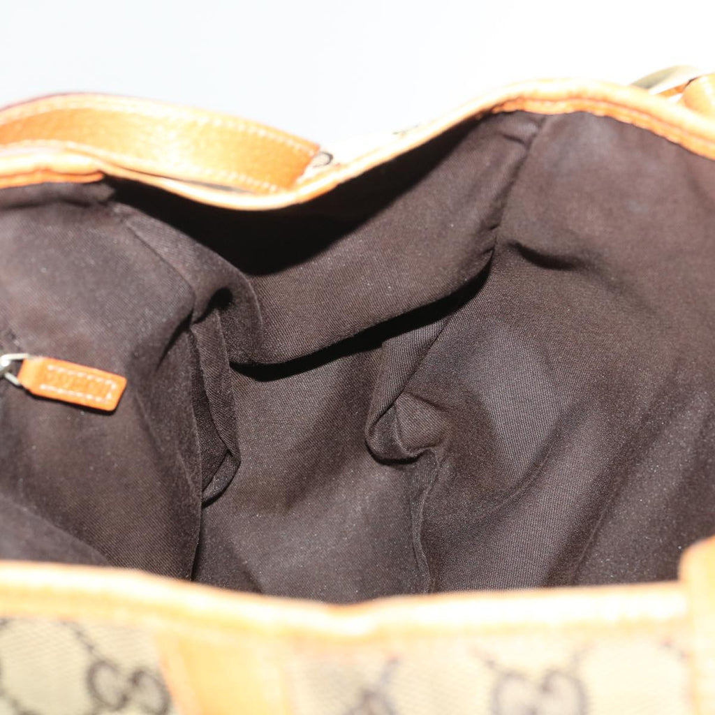 GUCCI GG Canvas Hand Bag Leather Brown  48449