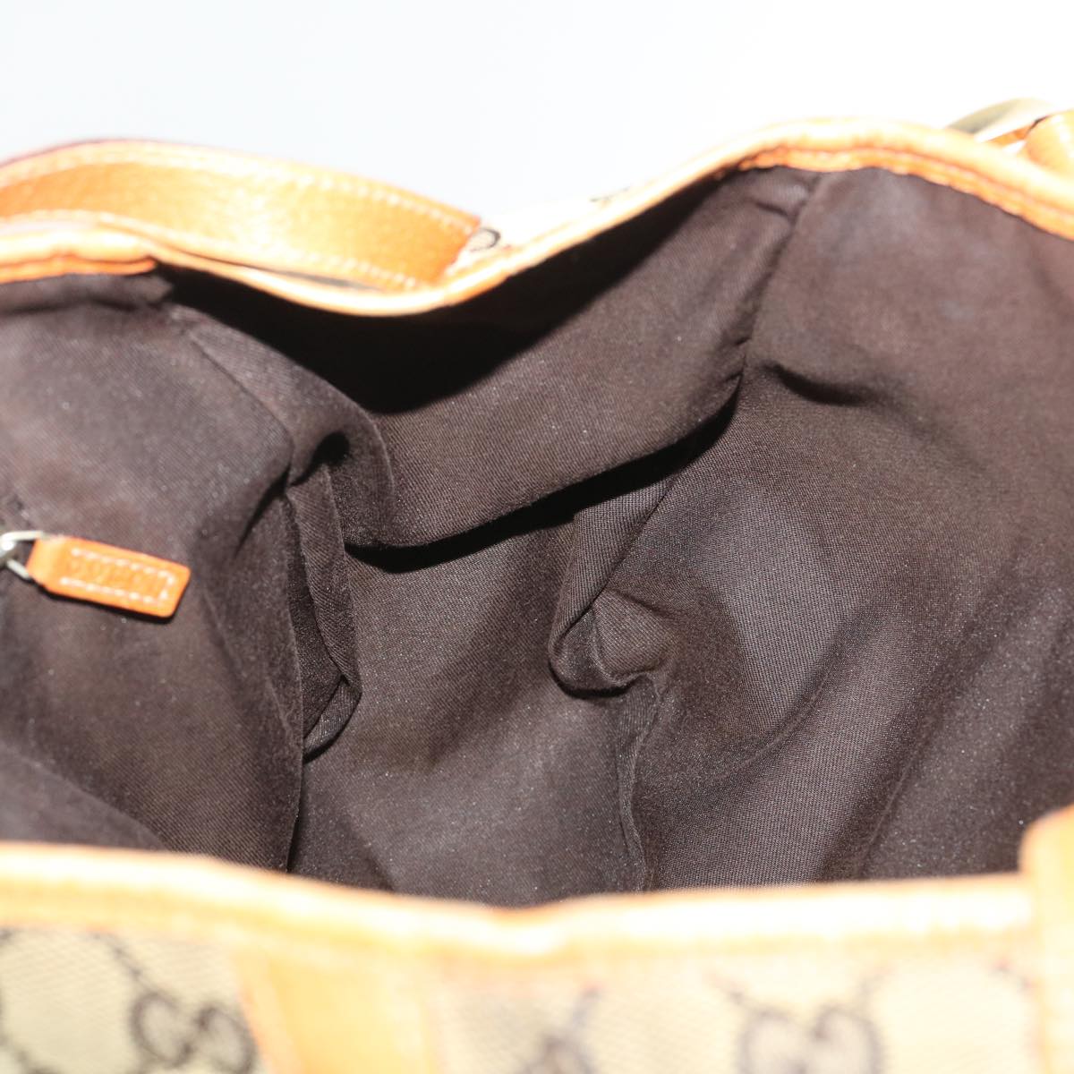 GUCCI GG Canvas Hand Bag Leather Brown  48449