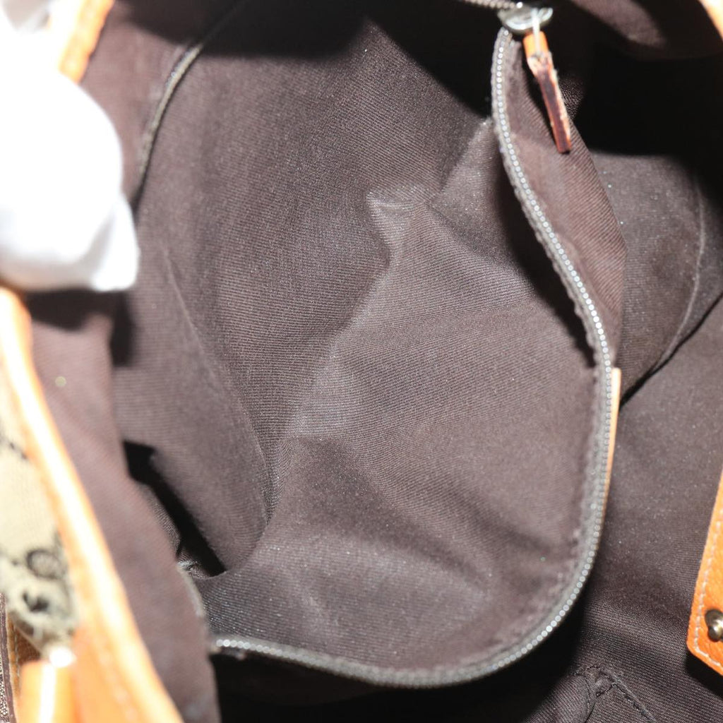GUCCI GG Canvas Hand Bag Leather Brown  48449