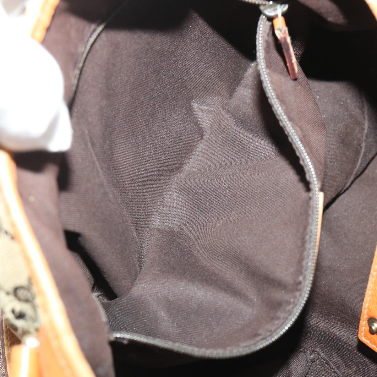 GUCCI GG Canvas Hand Bag Leather Brown  48449