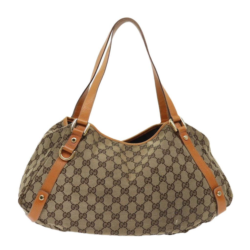 GUCCI GG Canvas Hand Bag Leather Brown  48449