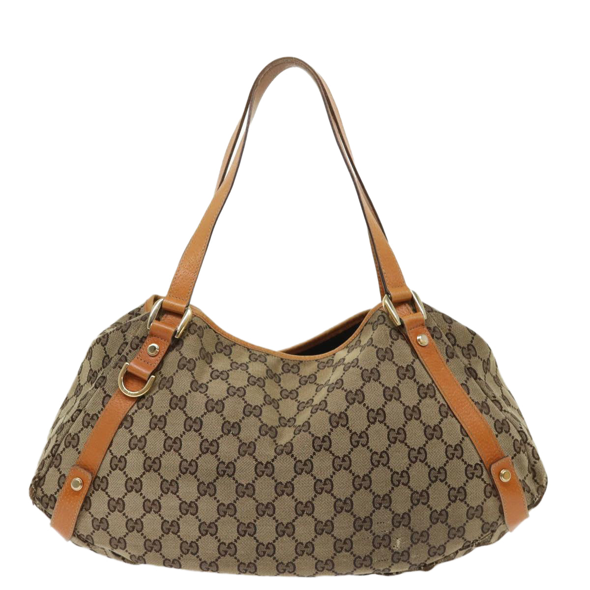 GUCCI GG Canvas Hand Bag Leather Brown  48449