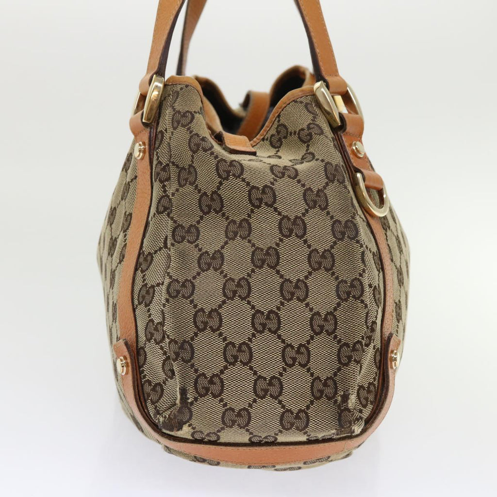GUCCI GG Canvas Hand Bag Leather Brown  48449