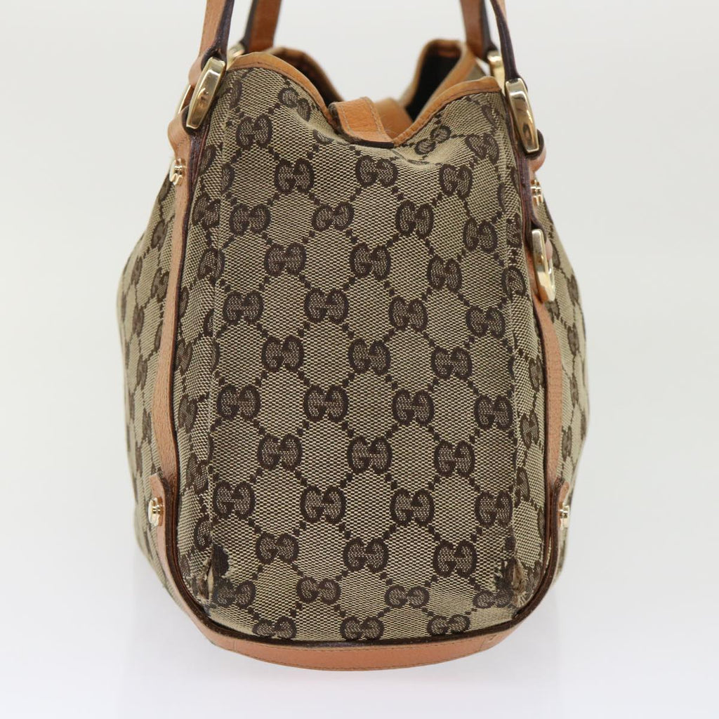 GUCCI GG Canvas Hand Bag Leather Brown  48449