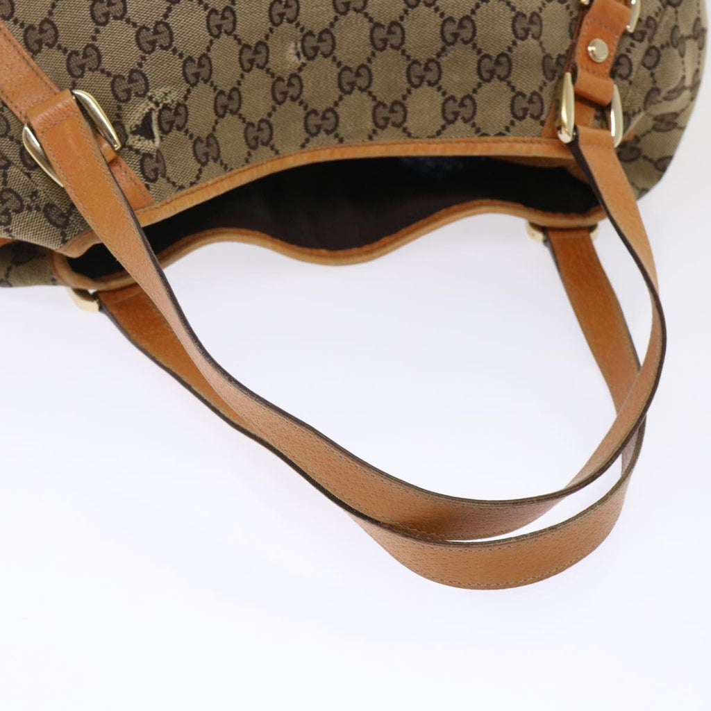 GUCCI GG Canvas Hand Bag Leather Brown  48449