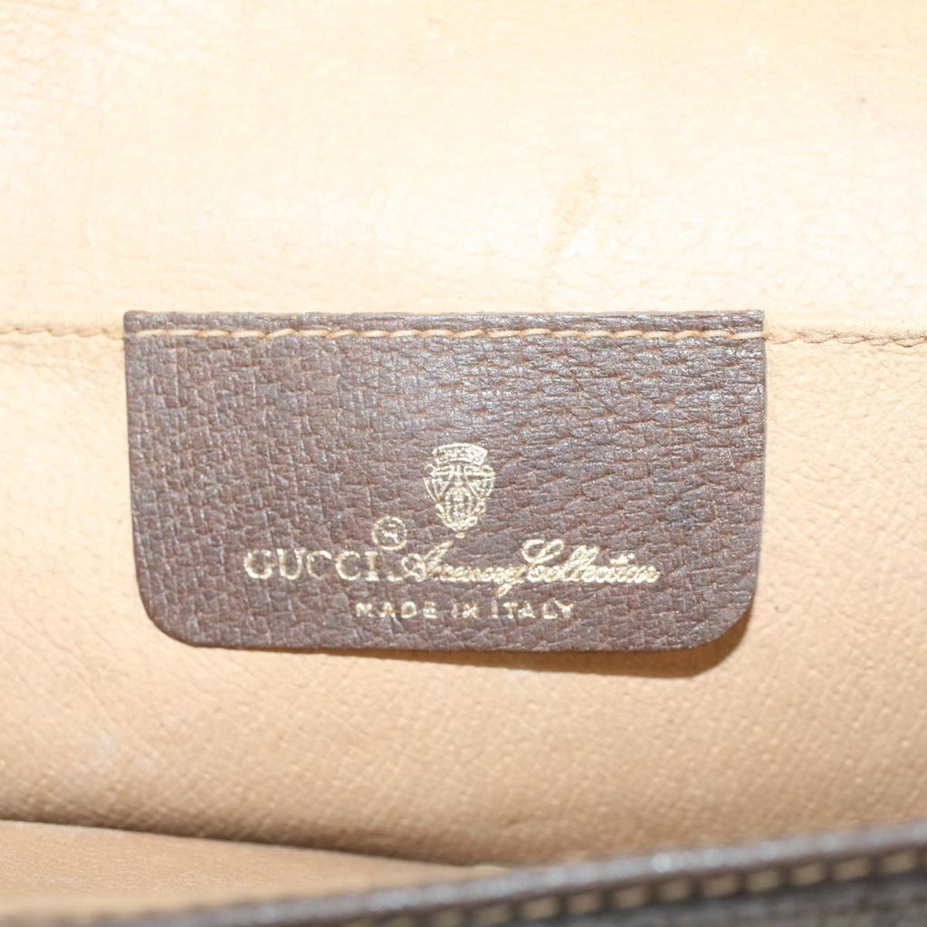 GUCCI GG Canvas Web Sherry Line Clutch Bag PVC Leather Beige Red  48450