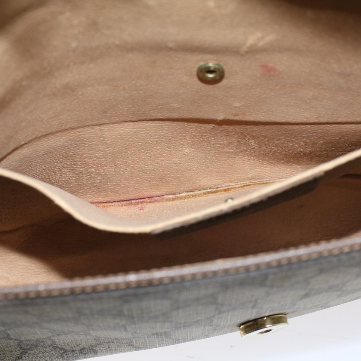 GUCCI GG Canvas Web Sherry Line Clutch Bag PVC Leather Beige Red  48450