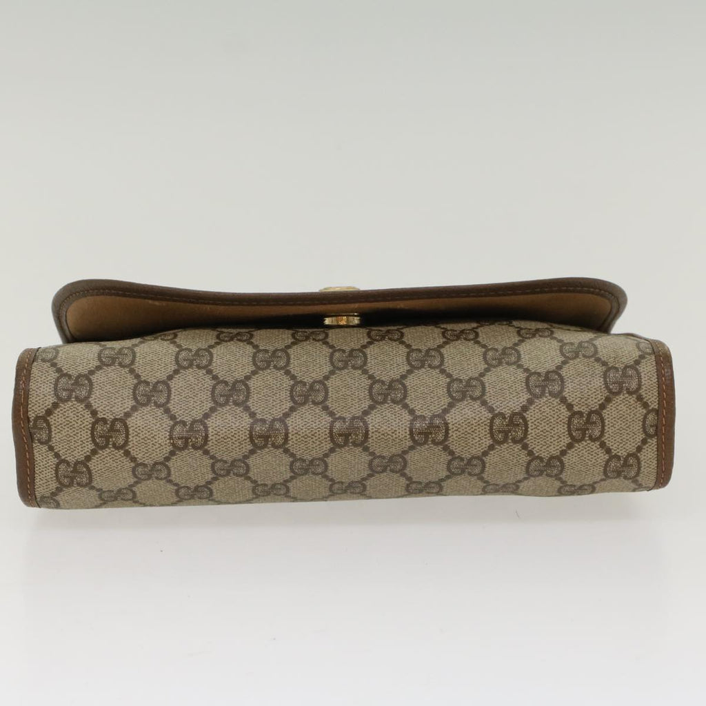 GUCCI GG Canvas Web Sherry Line Clutch Bag PVC Leather Beige Red  48450