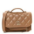 Chanel Caviar Quilted Business Affinity Clutch With Chain Flap Camel