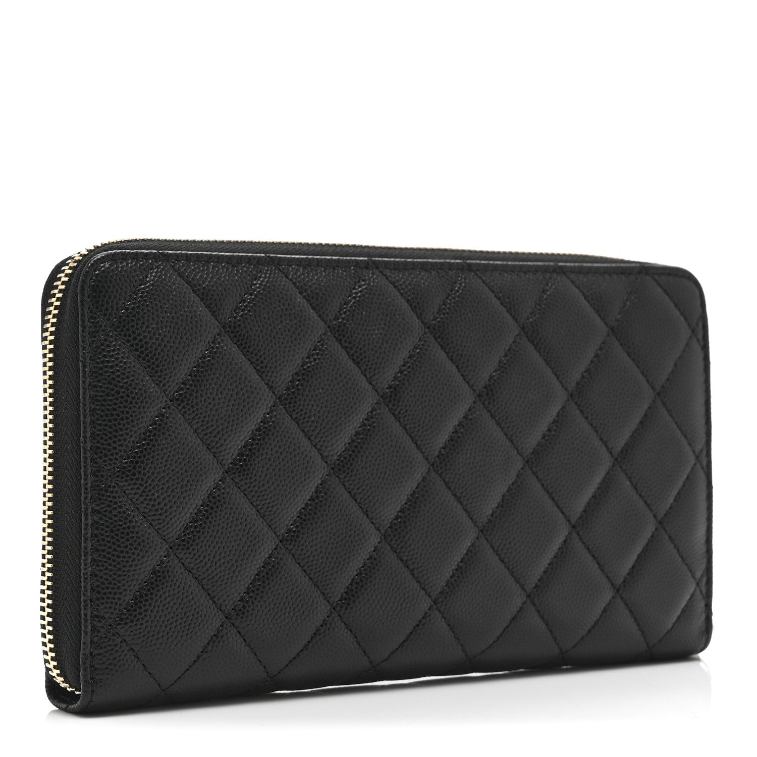 Caviar Quilted Large Zip Around Organizer Wallet Black