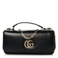 Gucci Lambskin Small GG Milano Top Handle Shoulder Bag Black