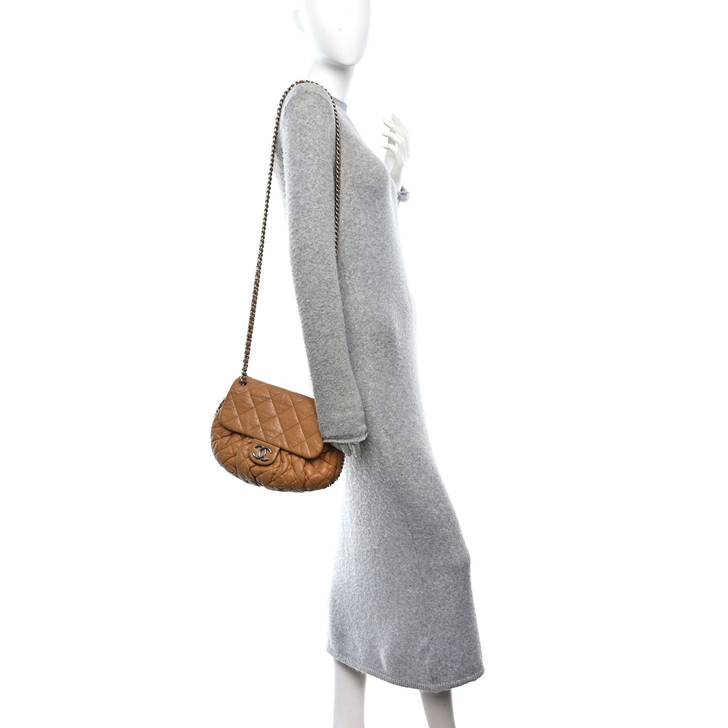 Chanel Washed Lambskin Medium Chain Around Messenger Brown
