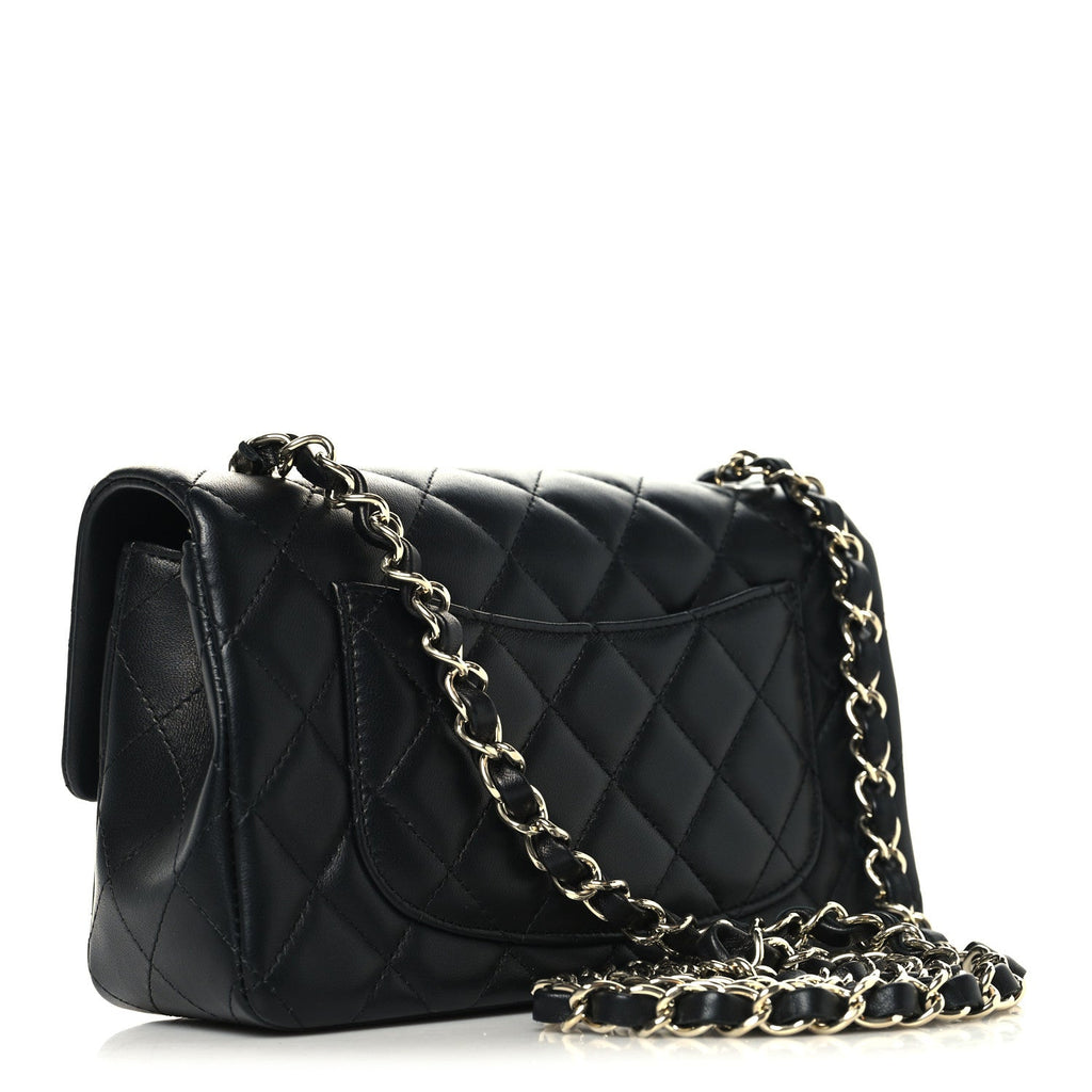 Chanel Lambskin Quilted Mini Rectangular Flap Black