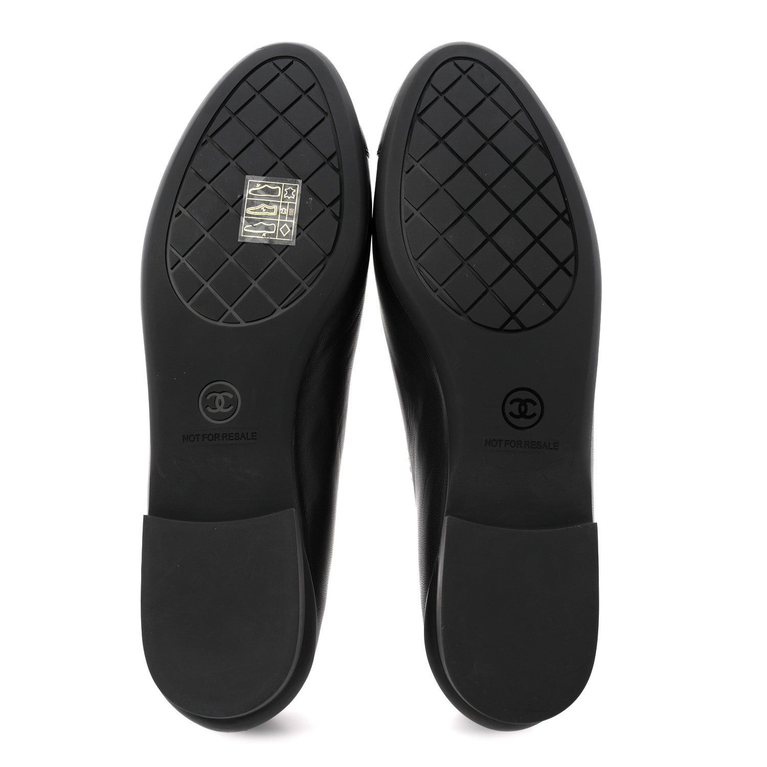 Lambskin Cap Toe CC Uniform Ballerina Flats 37.5 Black