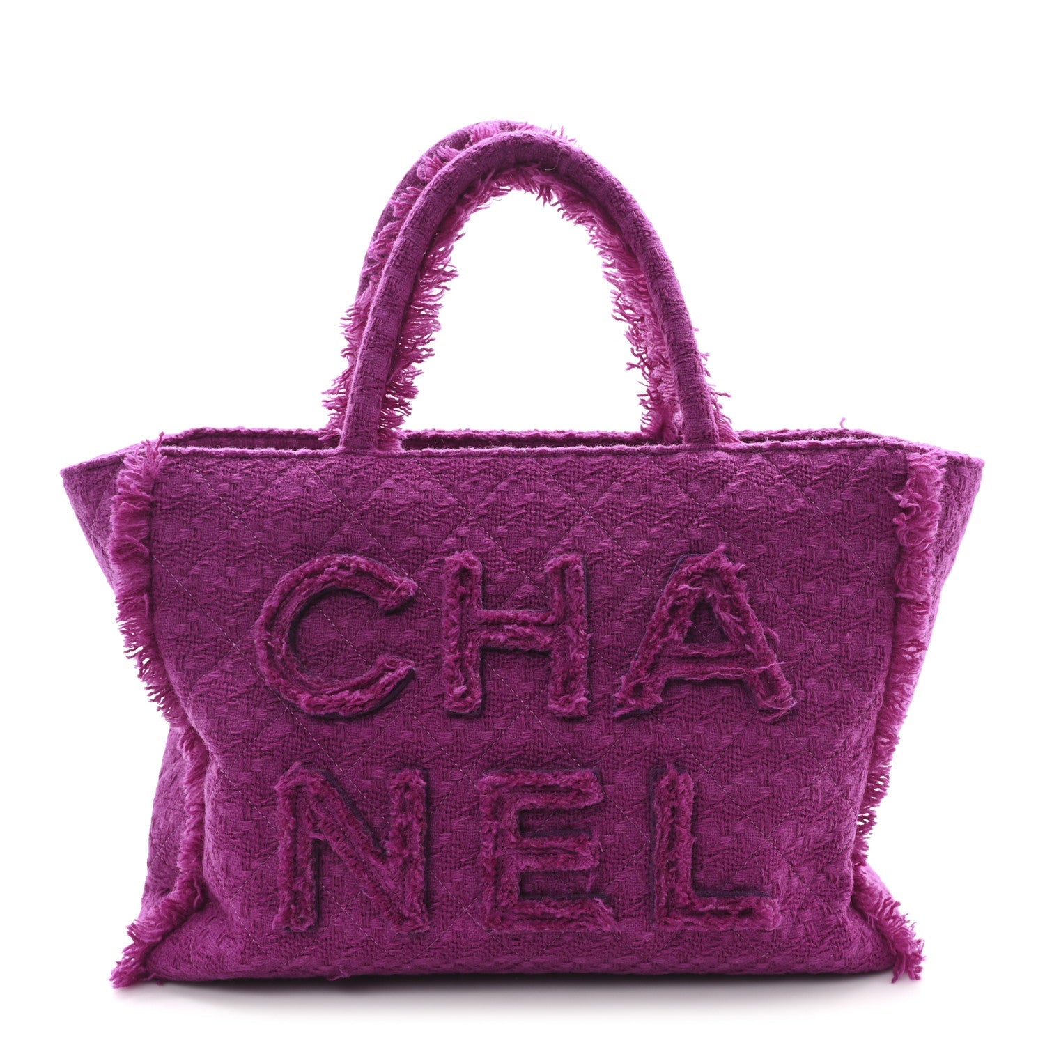 Chanel Wool Tweed Large Zipped Shopping Tote Magenta