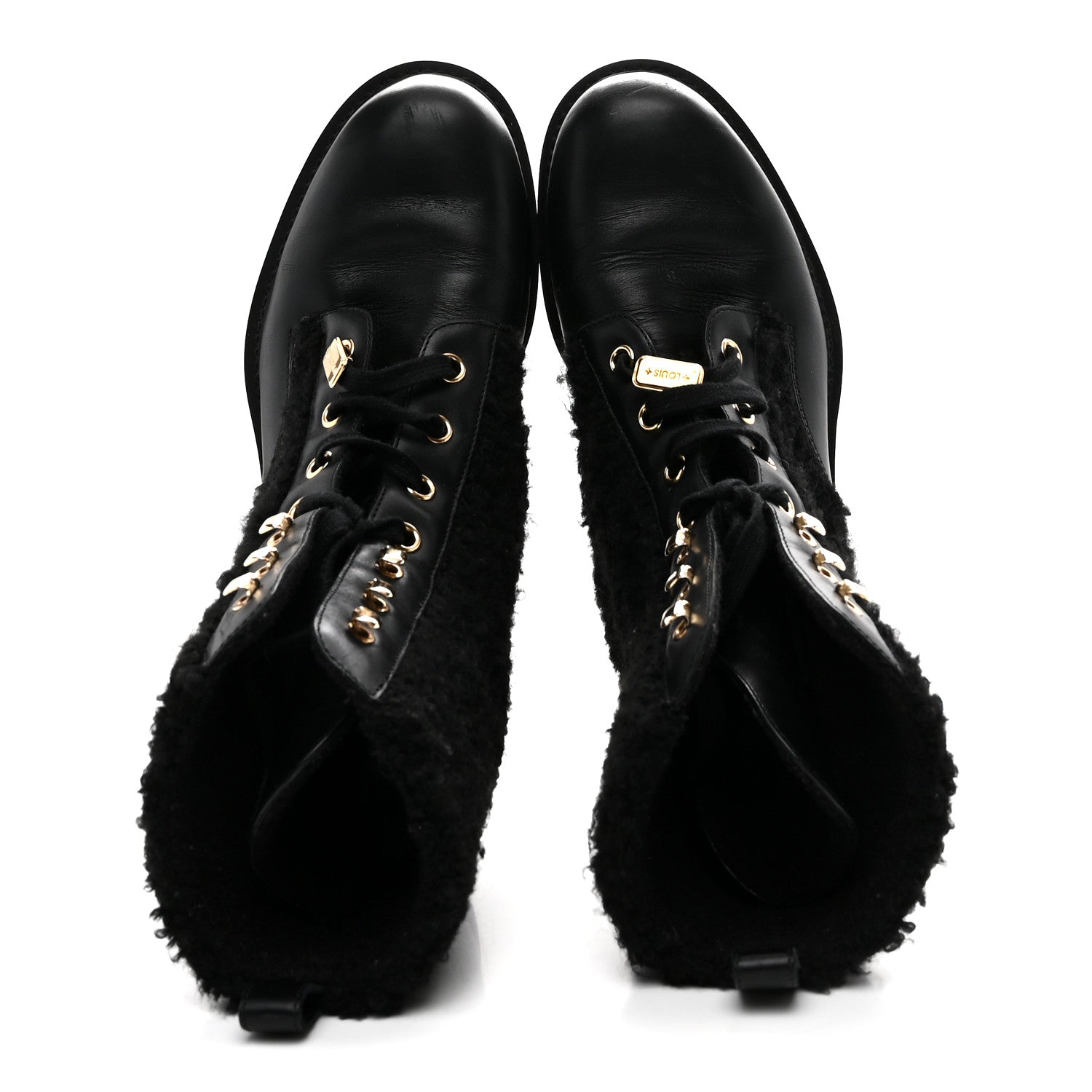 Louis Vuitton Shearling Calfskin Territory Ranger Combat Boots 41 Black