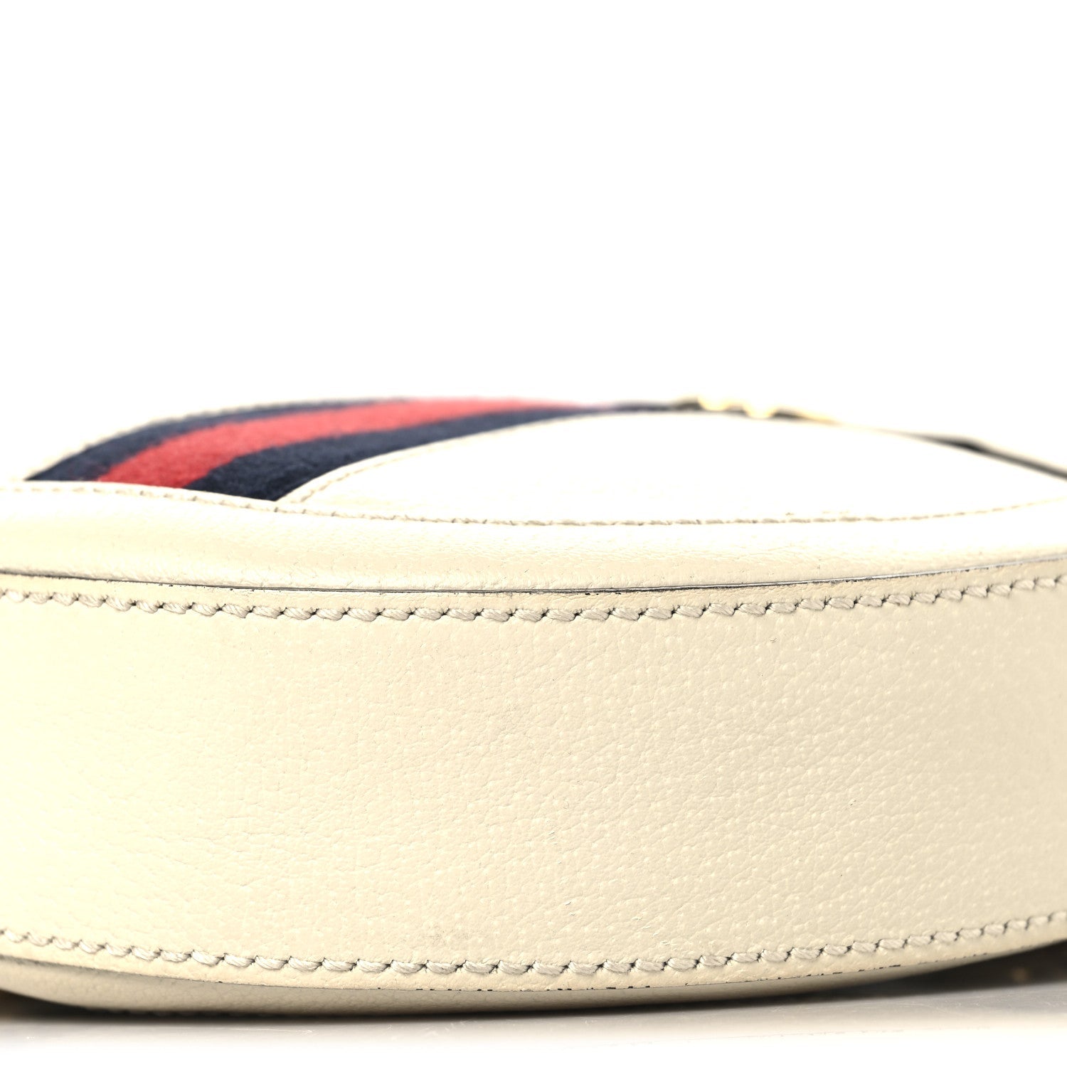 Gucci Textured Calfskin Web Mini Ophidia Round Shoulder Bag Mystic White