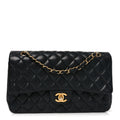 Chanel Lambskin Quilted Medium Double Flap Black