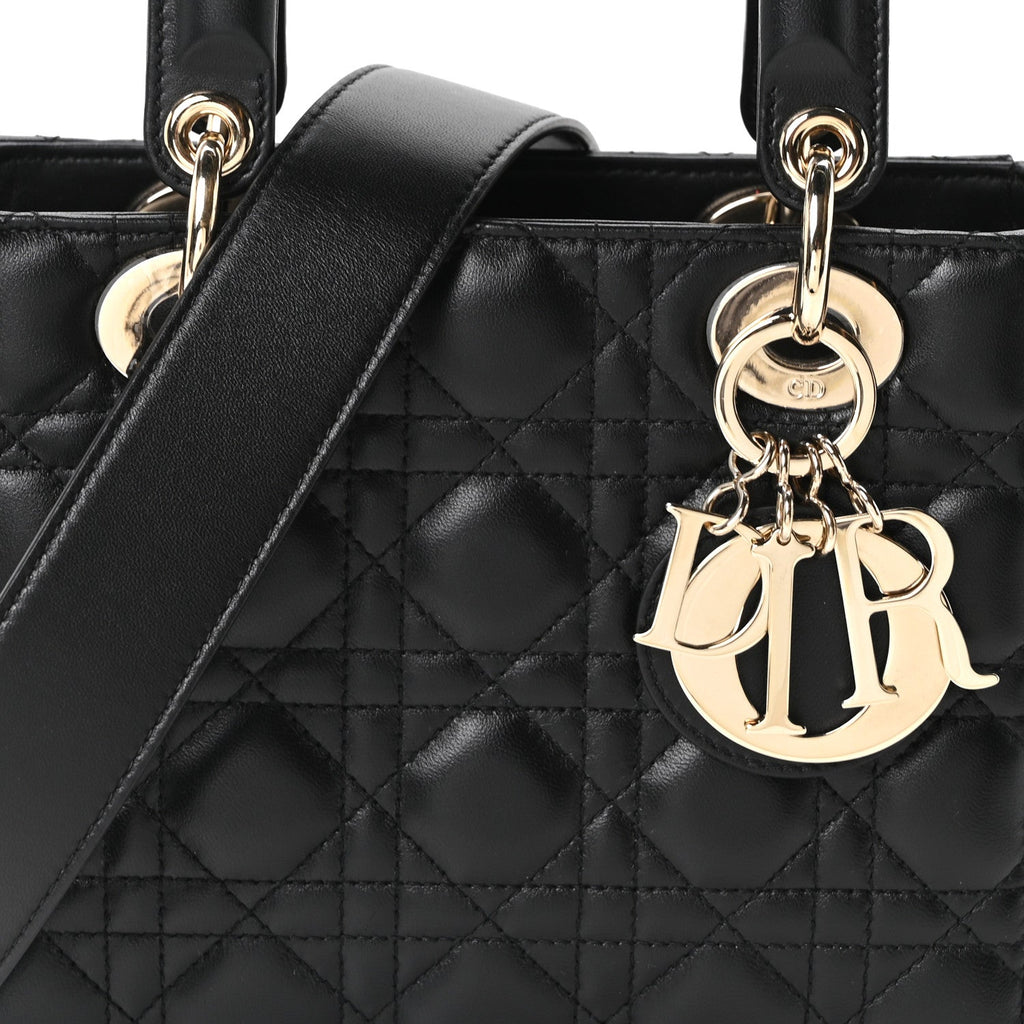 Christian Dior Lambskin Cannage Small My ABCDior Lady Dior Black