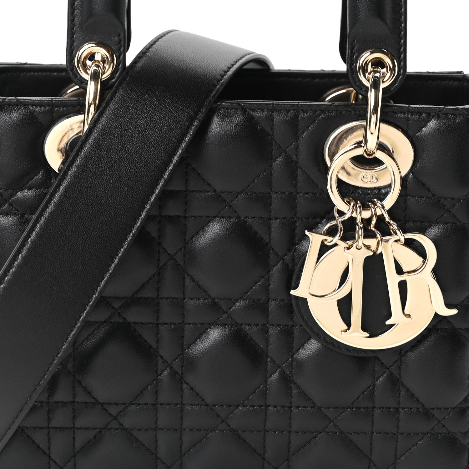 Christian Dior Lambskin Cannage Small My ABCDior Lady Dior Black