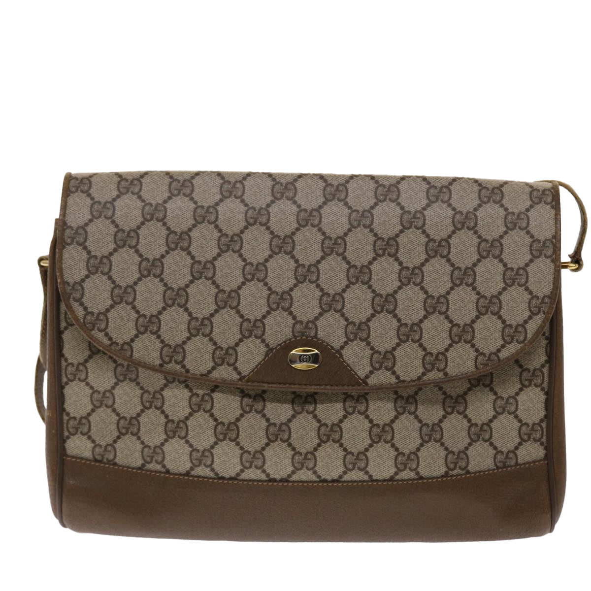 GUCCI GG Canvas Shoulder Bag PVC Leather Beige  48599