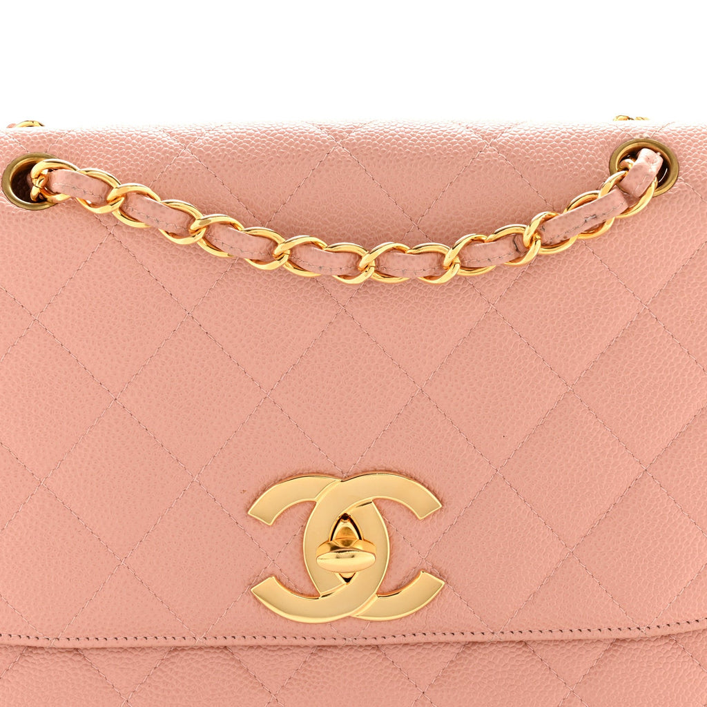 Chanel Caviar Quilted XL Jumbo Single Flap Light Pink