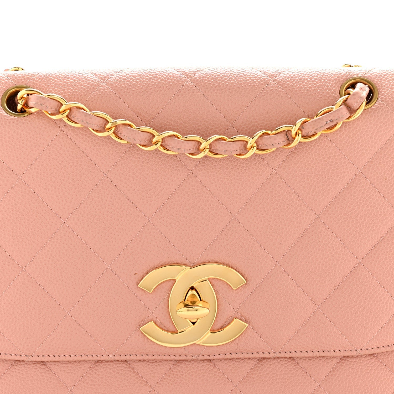 Chanel Caviar Quilted XL Jumbo Single Flap Light Pink
