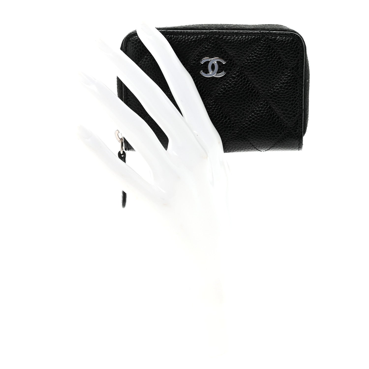 Caviar Quilted Zip Coin Purse Black