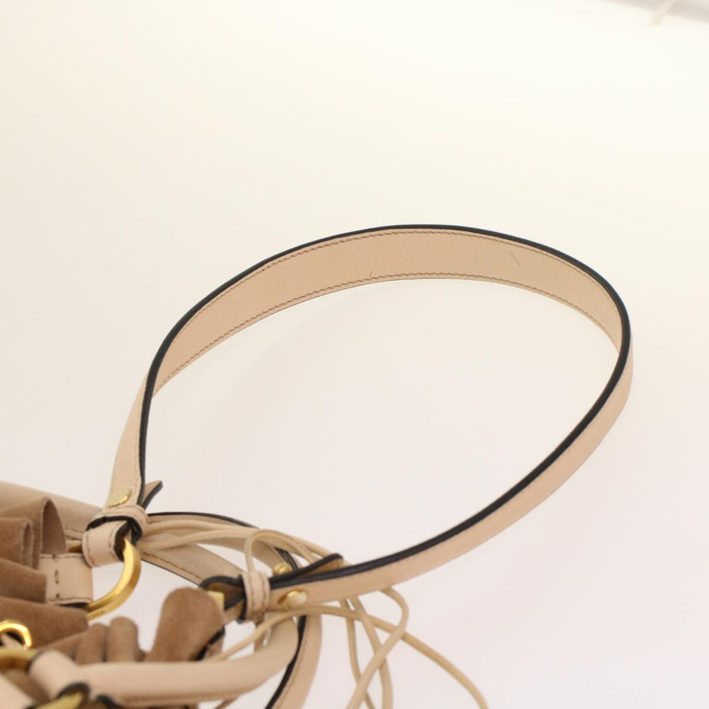 FENDI Hand Bag Suede Leather 2way Beige  48745
