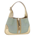 GUCCI Jackie Sherry Line Shoulder Bag Nylon Leather Light Blue Beige  48751