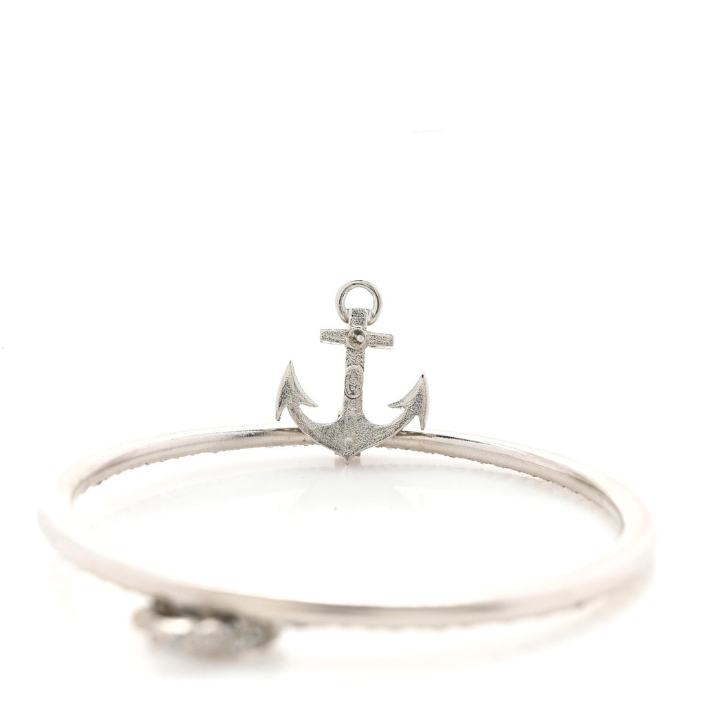 Crystal Anchor CC Hoop Earrings Silver