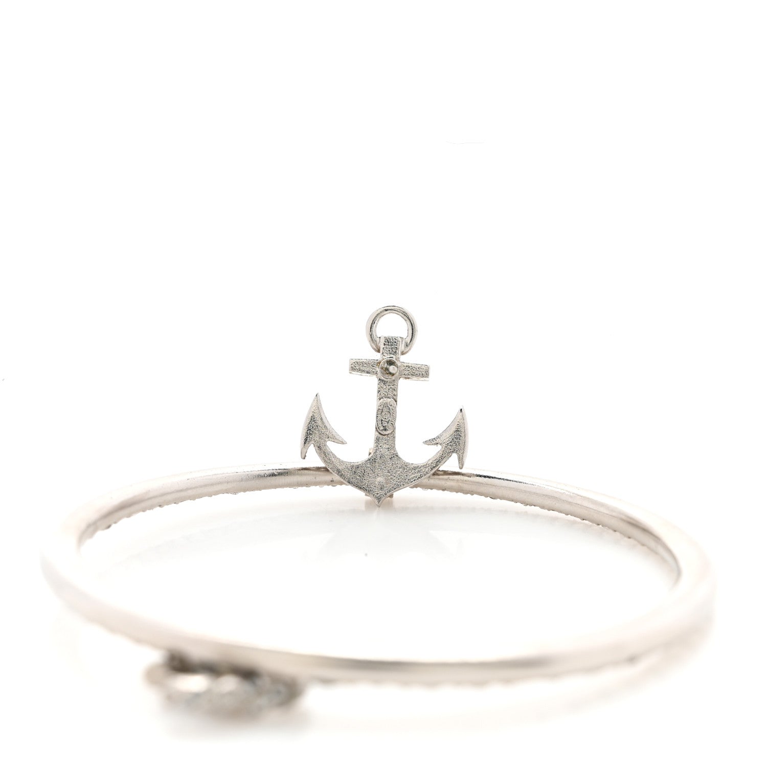 Crystal Anchor CC Hoop Earrings Silver