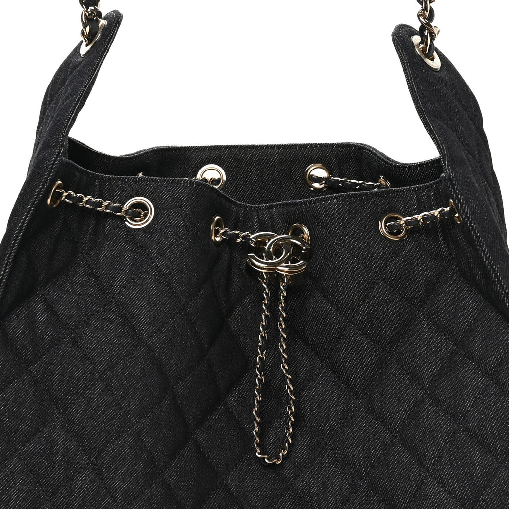 Chanel Denim Quilted Medium Chanel 25 Handbag Dark Blue