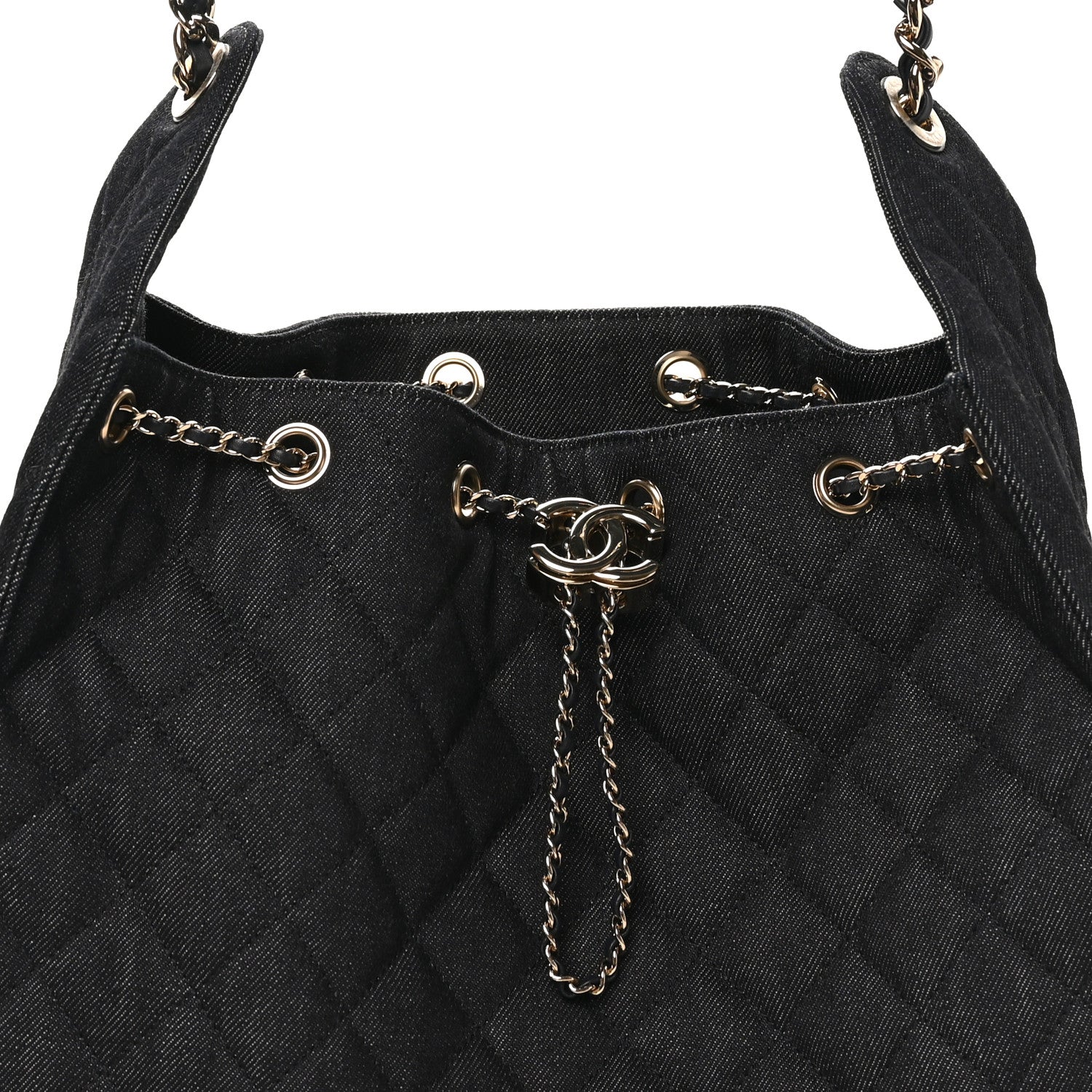 Chanel Denim Quilted Medium Chanel 25 Handbag Dark Blue