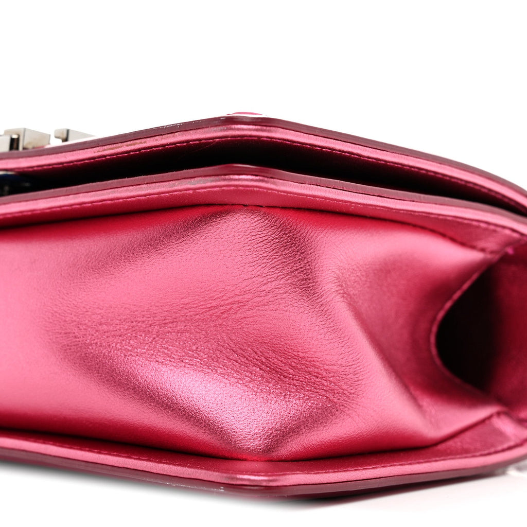 Chanel Metallic Patent Calfskin Quilted Small Boy Flap Pink