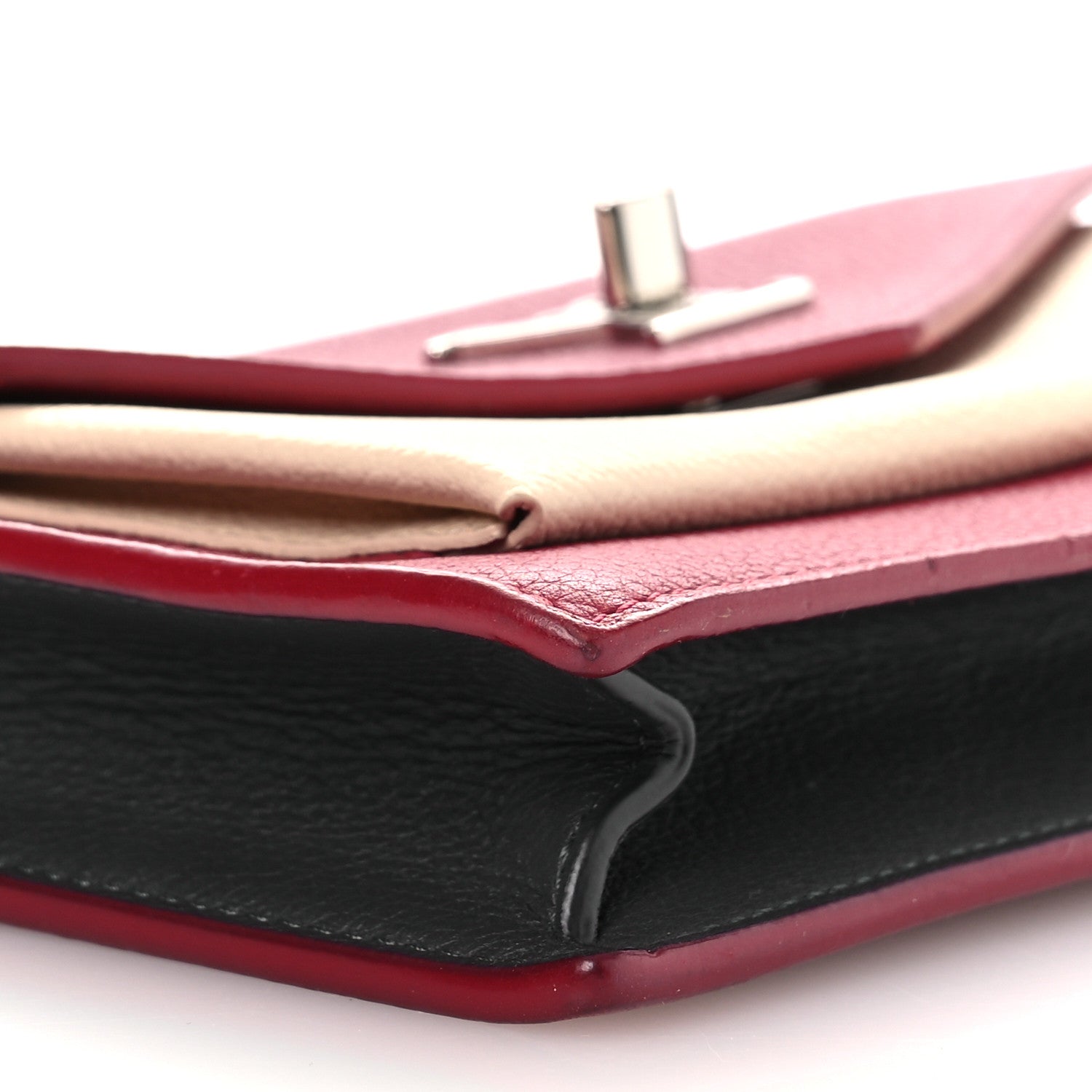 Louis Vuitton Calfskin My Lockme Chain Pochette Lie De Vin Etain Creme