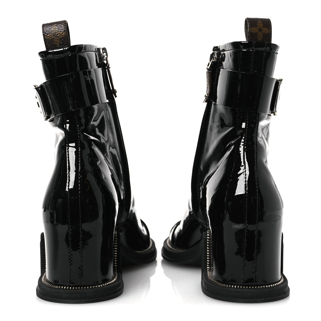 Louis Vuitton Patent Calfskin Moonlight Boots 38 Black