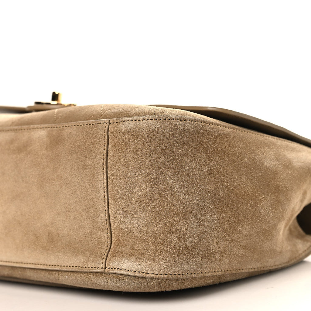 Chanel Suede Calfskin Small Souplissimo Maxi Flap Dark Beige
