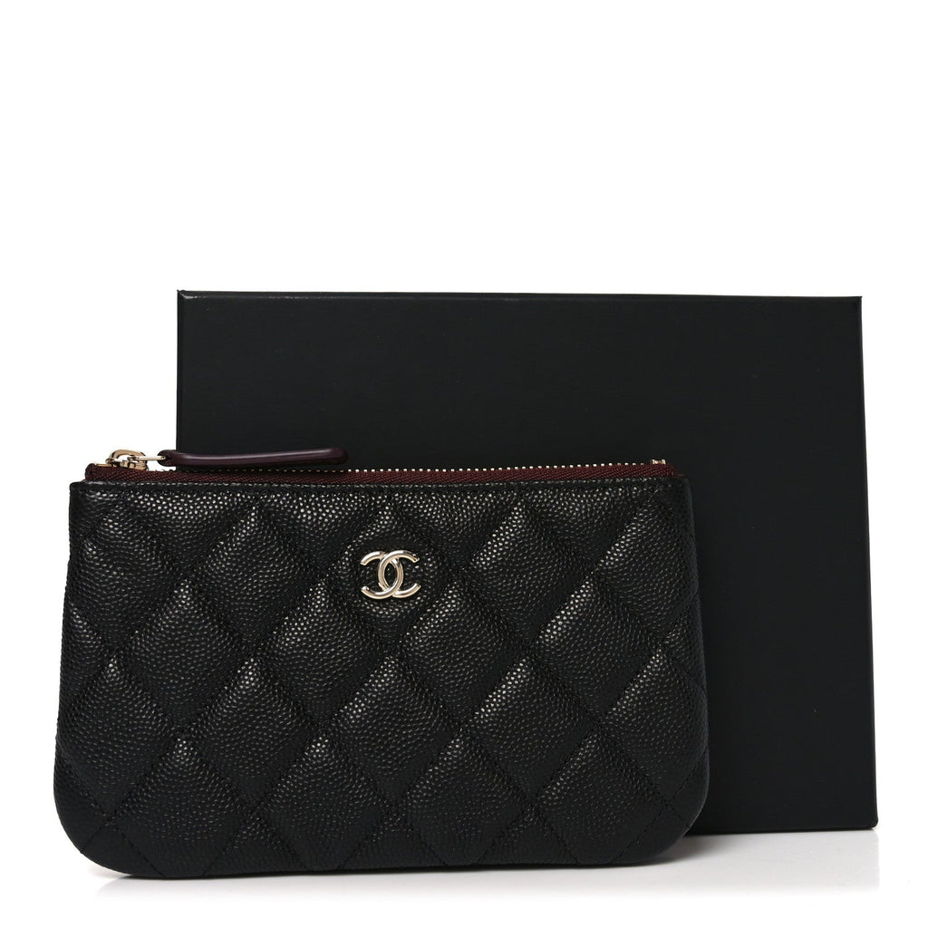 Caviar Quilted Small Cosmetic Case Black