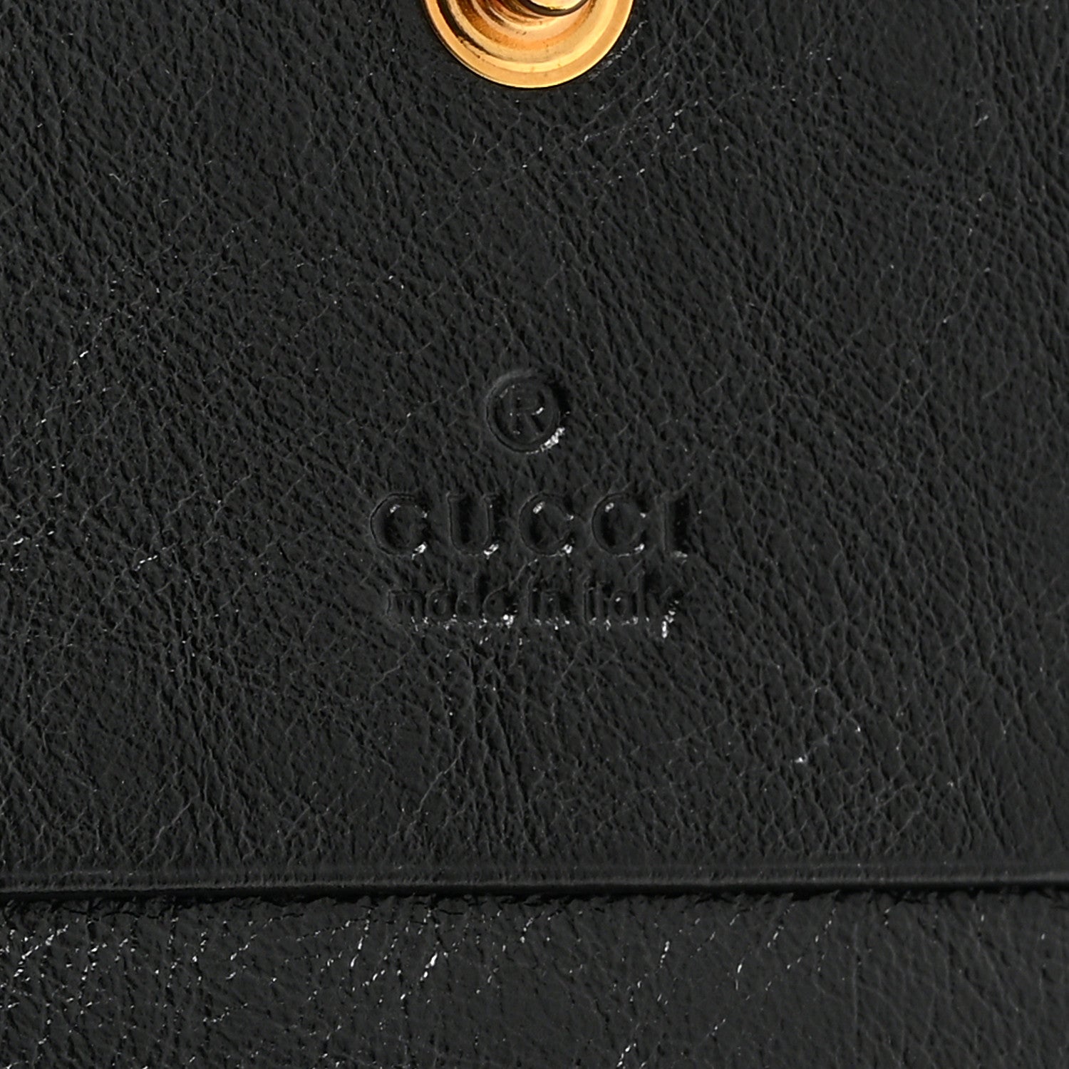 Gucci Calfskin Diagonal Striped Zumi Chain Card Case Wallet Black Beige