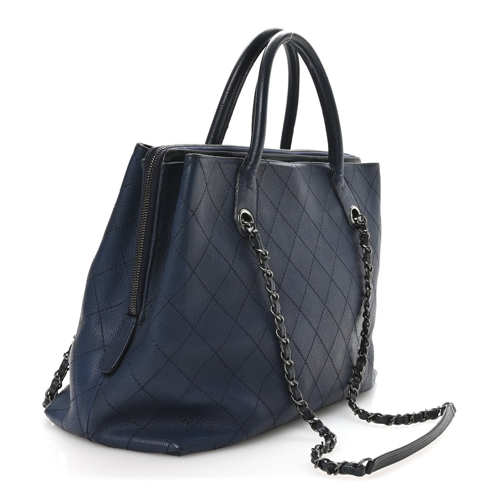 Chanel Grained Vegetal Calfskin Urban Shopping Tote Blue