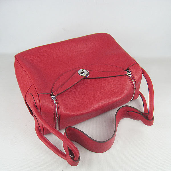 Hermes Lindy 34cm Handbag 6208 Red Silver