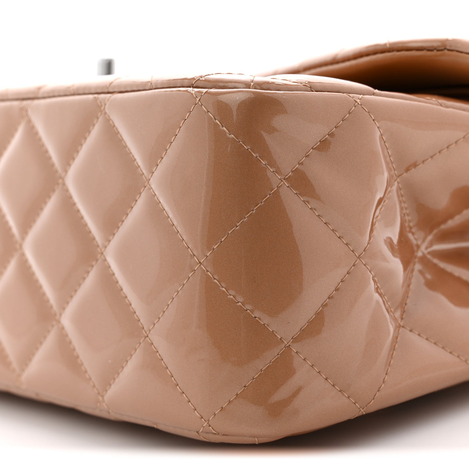 Chanel Patent Quilted Jumbo Double Flap Light Brown
