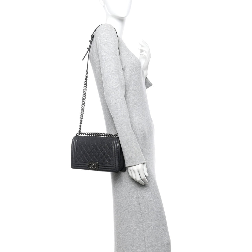 Chanel Caviar Quilted Medium Boy Flap Charcoal