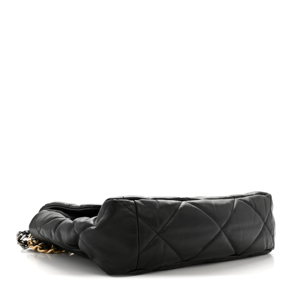 Chanel Goatskin Quilted Maxi Chanel 19 Flap Black