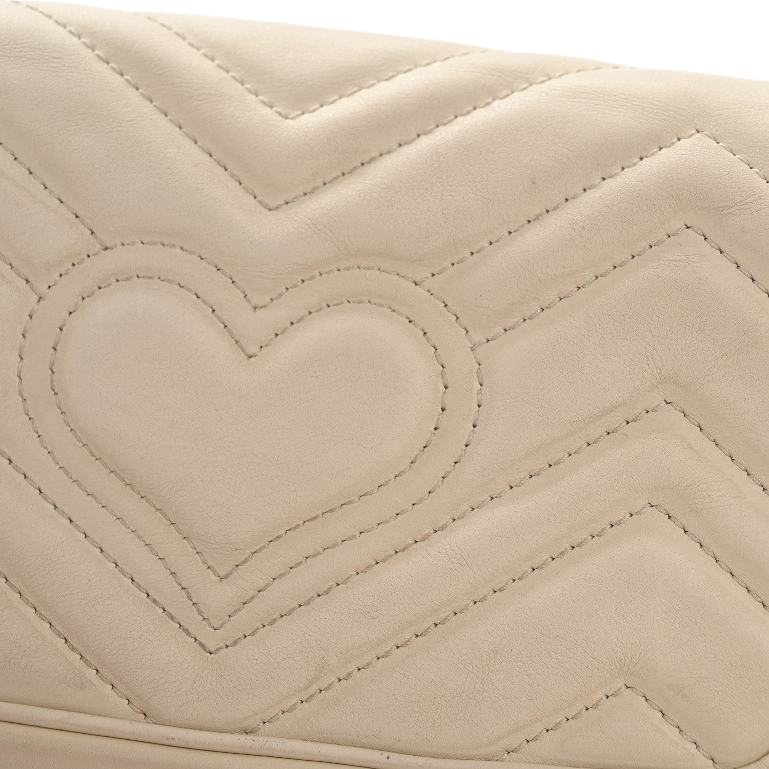 Gucci Calfskin Matelasse Super Mini GG Marmont Shoulder Bag White