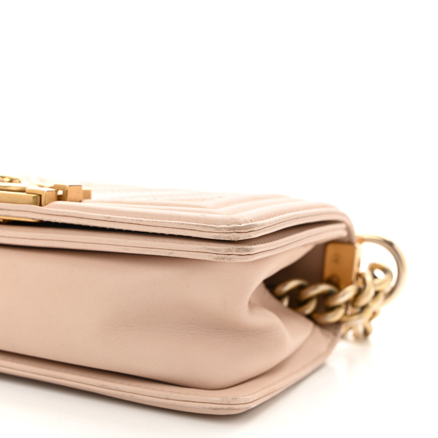 Chanel Caviar Suede Calfskin Chevron Quilted Small Boy Flap Light Pink