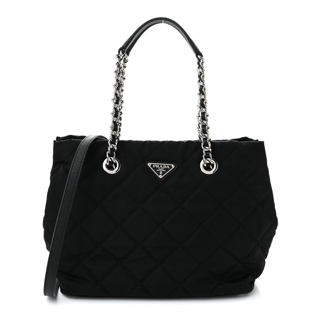 Prada Nylon Tessuto Impuntu Quilted Tote Black