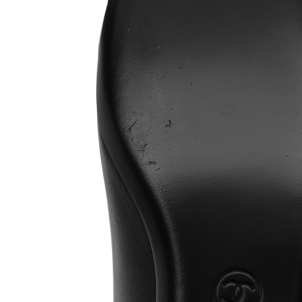 Lambskin Patent Cap Toe Chain Around Ballerina Flats 38.5 Black