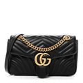 Gucci Calfskin Matelasse Small GG Marmont Shoulder Bag Black